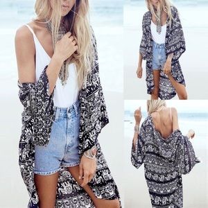🐘Elephant and Paisley kimono style cover up🌴